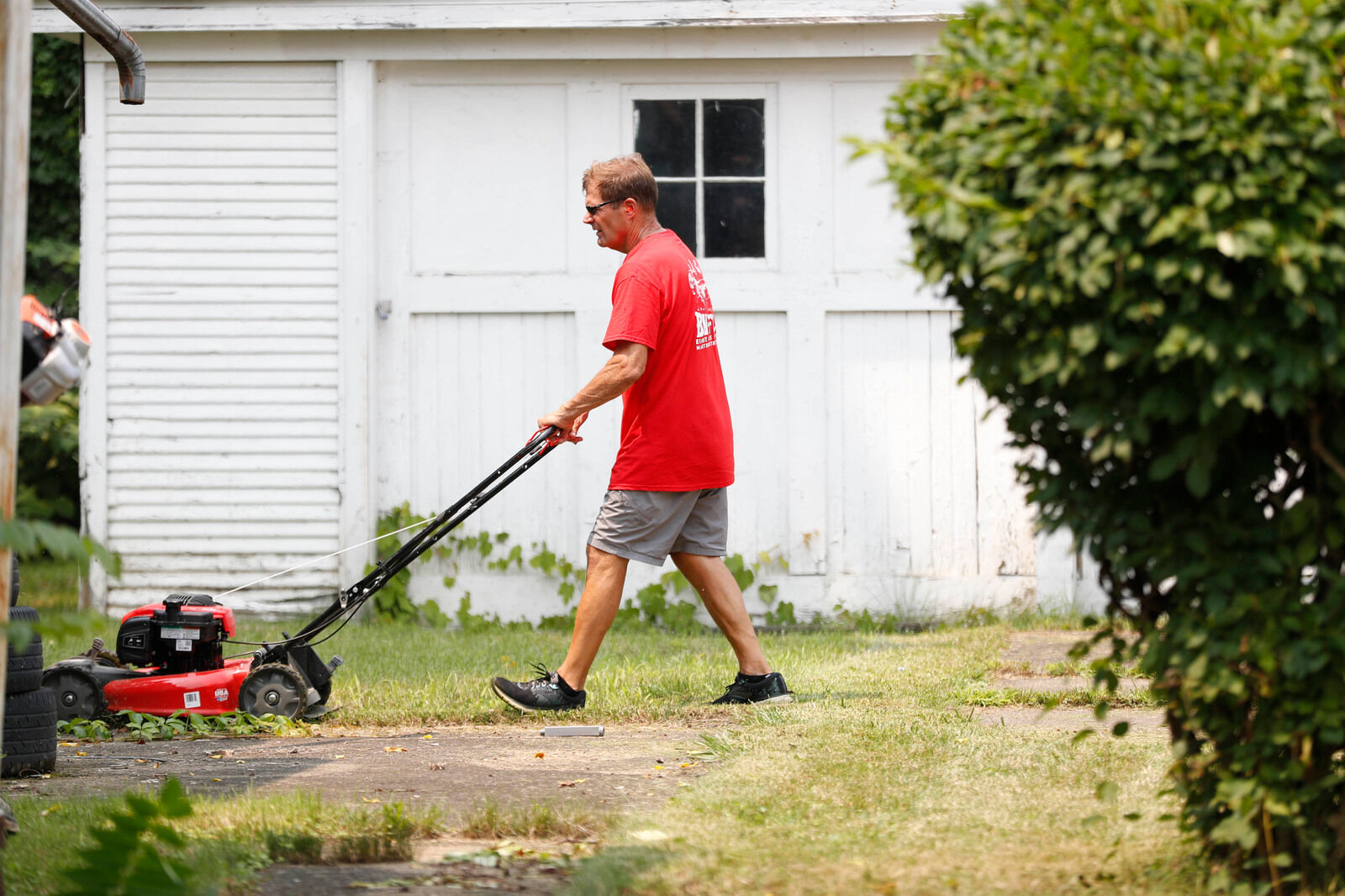 Mowing the lawn